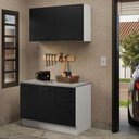 Ver imagem 1 de Kit com Balcão e Armário Aéreo Multiuso 120cm Branco/preto Agata Madesa Branco/preto