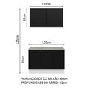 Ver mais imagens de Kit com Balcão e Armário Aéreo Multiuso 120cm Branco/preto Agata Madesa Branco/preto