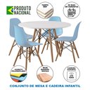 Ver imagem 2 de Conjunto de Mesa Eames Eiffel Madeira Infantil 68cm Redondo Branco 4 Cadeiras Azul