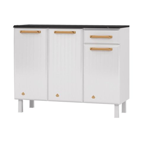 Balcão de Cozinha de Aço com Tampo 3 Portas e 1 Gaveta 105cm Multimóveis Cr20361