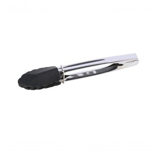 Jogo 2 Pegadores Salada Inox Silicone Preto 18 Cm Mimo Style