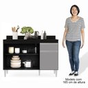 Ver imagem 5 de Balcão Gabinete 120cm Com Tampo 3 Portas 1 Gaveta Arizona Preto/Cinza - Lumil Móveis