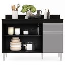 Ver imagem 3 de Balcão Gabinete 120cm Com Tampo 3 Portas 1 Gaveta Arizona Preto/Cinza - Lumil Móveis