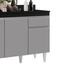 Ver imagem 6 de Balcão Gabinete 120cm Com Tampo 3 Portas 1 Gaveta Arizona Preto/Cinza - Lumil Móveis