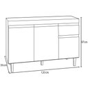 Ver imagem 4 de Balcão Gabinete 120cm Com Tampo 3 Portas 1 Gaveta Arizona Preto/Cinza - Lumil Móveis