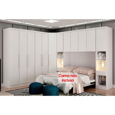 Quarto Modulado Casal Rizon/Linea 7 Peças ( 1 Aéreo + 3 Guarda Roupas + 1 Closet Obliquo + 2
