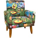 Ver imagem 2 de Kit 2 Poltrona Decorativa Infantil Para Quarto Sala De Brinquedos Suede Estampa Desenho Pé Castanho