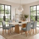 Ver imagem 1 de Conjunto de Mesa 6 Lugares 160x80cm com Cadeiras Lyra Cinamomo Off White Cinza