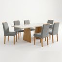 Ver imagem 2 de Conjunto de Mesa 6 Lugares 160x80cm com Cadeiras Lyra Cinamomo Off White Cinza