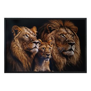 Quadro Decorativo Leões Moldura Cx Alta 100x66 Arte na Arte Caixa Alta 100x66 Moldura Preta