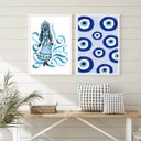 Ver imagem 2 de Conjunto 2 Quadros Decorativos Oxum Olho grego 33x24cm - com Vidro:madeira Preta