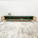 Ver imagem 3 de Rack Sala Tv até 75 Polegadas Ricco 273 Cm Laca Portas Palhinha Verde