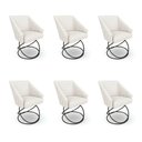 Ver imagem 1 de Kit 6 Poltronas Luxo Alana Bouclê Base Luxo Preto - Pallazio Cor:Bege