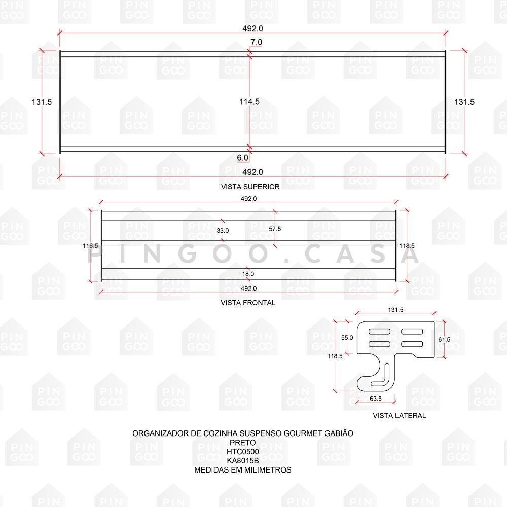 Organizador De Cozinha Suspenso Gourmet Gavião Pingoo.casa - Prata - 7