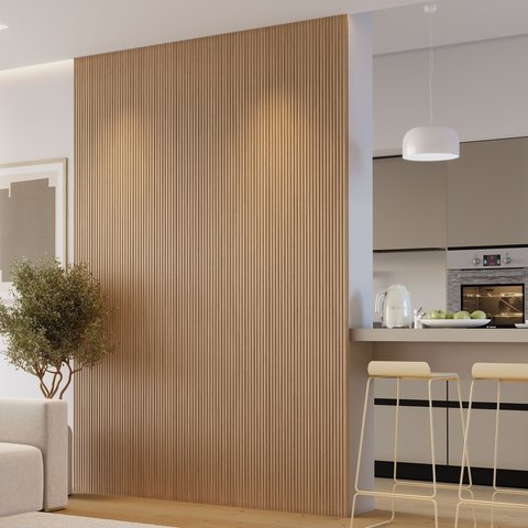 Kit 3 Placas de Painel Ripado Tóquio 250cm x 58cm x 3,3mm (Rende 4,35m²) Ecorevest Marrom/Itapuã