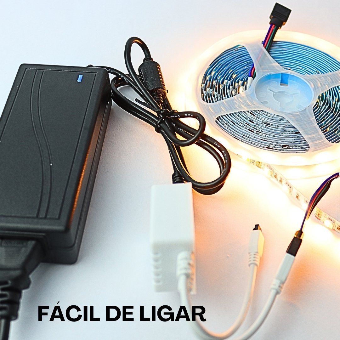 Fita Led 5025 2 Cores 5m 12v 60w 2400lm Ip20 Marca Luck Foyu + Controle Dimmer + Fonte - 7