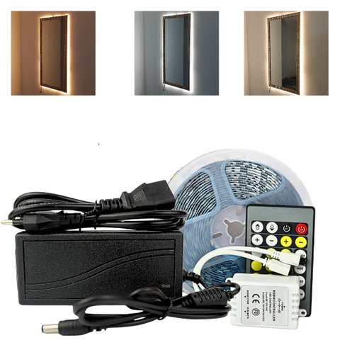 Fita Led 5025 2 Cores 5m 12v 60w 2400lm Ip20 Marca Luck Foyu + Controle Dimmer + Fonte