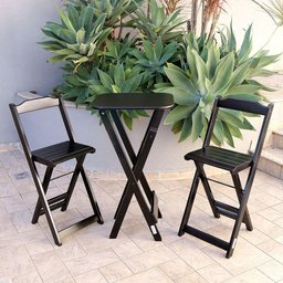 Conjunto de Mesa Bistro Dobravel com 2 Banquetas para Bar e Restaurante - Preto - 6
