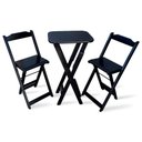 Ver imagem 1 de Conjunto de Mesa Bistro Dobravel com 2 Banquetas para Bar e Restaurante - Preto