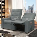 Ver imagem 2 de Poltrona Reclinável para Cinema Parma 2 Lugares Baú Usb Pu Cinza Fh1 - D'rossi
