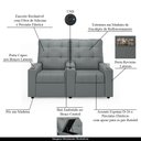 Ver imagem 4 de Poltrona Reclinável para Cinema Parma 2 Lugares Baú Usb Pu Cinza Fh1 - D'rossi