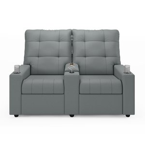 Poltrona Reclinável para Cinema Parma 2 Lugares Baú Usb Pu Cinza Fh1 - D'rossi