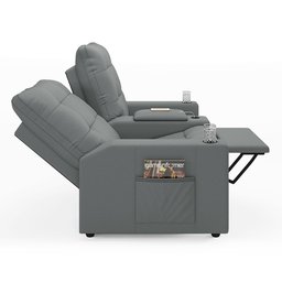 Poltrona Reclinável para Cinema Parma 2 Lugares Baú Usb Pu Cinza Fh1 - D'rossi - 7