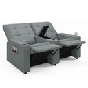 Ver imagem 5 de Poltrona Reclinável para Cinema Parma 2 Lugares Baú Usb Pu Cinza Fh1 - D'rossi