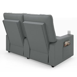 Poltrona Reclinável para Cinema Parma 2 Lugares Baú Usb Pu Cinza Fh1 - D'rossi - 6