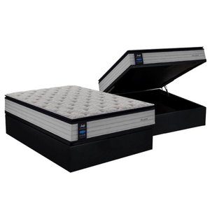 Cama Box Baú Casal: Colchão Molas Sealy Passionbase Suede Black(138x188)