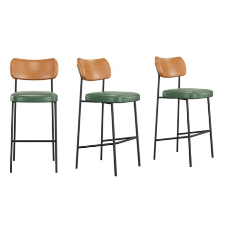 Kit 03 Banquetas Media Melissa Bar Cozinha Verde/whisky