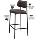 Ver imagem 4 de Kit 04 Banquetas Alta Bar Cozinha Sala de Jantar Aço Preto Kaira C01 Linho Preto - Lyam Decor