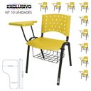 Ver imagem 2 de Cadeira Universitária Plástica Amarela com Porta Livros 10 Unidades Prancheta Plástica - Ultra Móvei