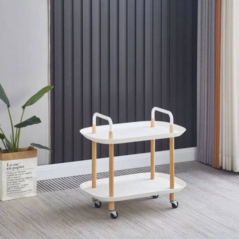 Carrinho Organizador Centro Multiuso 2 Prateleiras com Rodinha Resistente