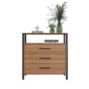 Ver imagem 1 de Cômoda Multiuso Estilo Industrial 85 X 87 X 45 Cm 3 Gavetas Mdp Mel Preto - Clicklar