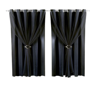 Cortina oxford com voil 3,00x2,30 Para Varão Duplo:Preto