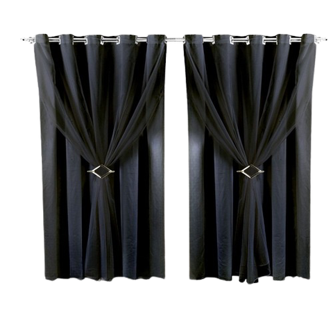 Cortina oxford com voil 3,00x2,30 Para Varão Duplo:Preto