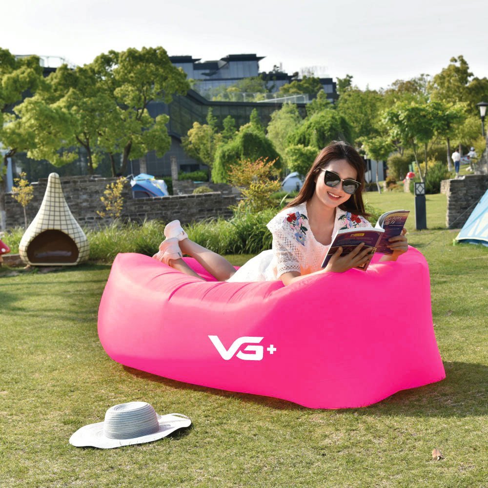Sofá de Ar Hug Bag Inflável Camping Rosa VG+ - 4