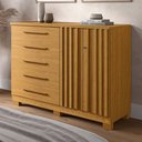 Ver imagem 1 de Cômoda Bella 2 Portas 5 Gavetas 100% Mdf Ripado Cinamomo - Acp Móveis