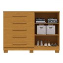 Ver imagem 3 de Cômoda Bella 2 Portas 5 Gavetas 100% Mdf Ripado Cinamomo - Acp Móveis