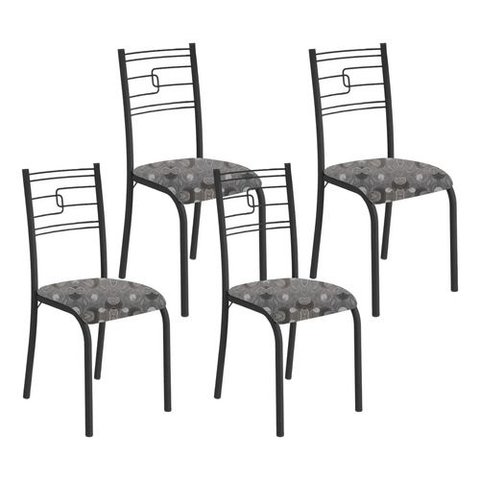 Kit 4 Cadeiras Paraty Corino Paraopeba Tubo Preto Fosco