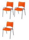 Ver imagem 2 de Cadeira Iso Base Cinza, Igreja, Escola, Escritório - Laranja Kit 3 Peças
