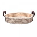 Ver imagem 1 de Bandeja Redonda em Fibra Natural Braid com Alça em Couro 36cm Lyor