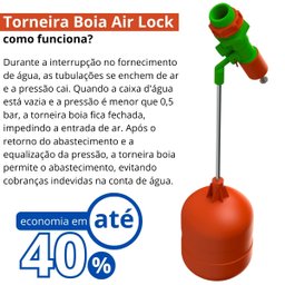 Torneira Boia para Caixa D'água 1/2" e 3/4" Air Lock Haste Alúminio | Valeplast - 3