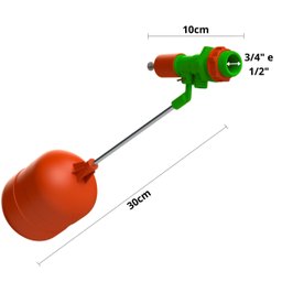 Torneira Boia para Caixa D'água 1/2" e 3/4" Air Lock Haste Alúminio | Valeplast - 2
