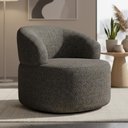 Ver imagem 1 de Poltrona Giratória Orgânica para Sala de Estar Living Helena L02 Linho Mescla Chumbo - Lyam Decor