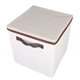 Caixa organizadora de Tecido OrganiBox   c/ Alça e Tampa de 28x31x28cm Marrom - 3