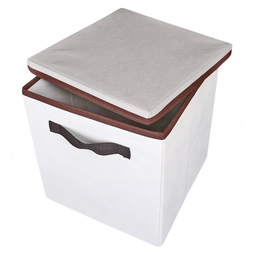 Caixa organizadora de Tecido OrganiBox   c/ Alça e Tampa de 28x31x28cm Marrom - 2