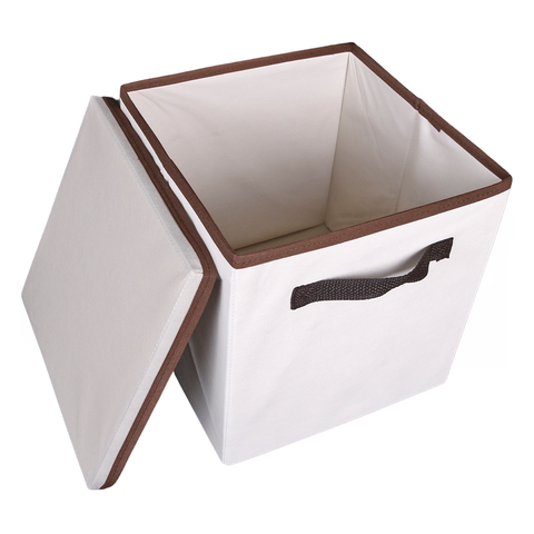 Caixa organizadora de Tecido OrganiBox   c/ Alça e Tampa de 28x31x28cm Marrom