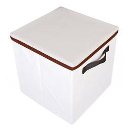 Caixa organizadora de Tecido OrganiBox   c/ Alça e Tampa de 28x31x28cm Marrom - 4
